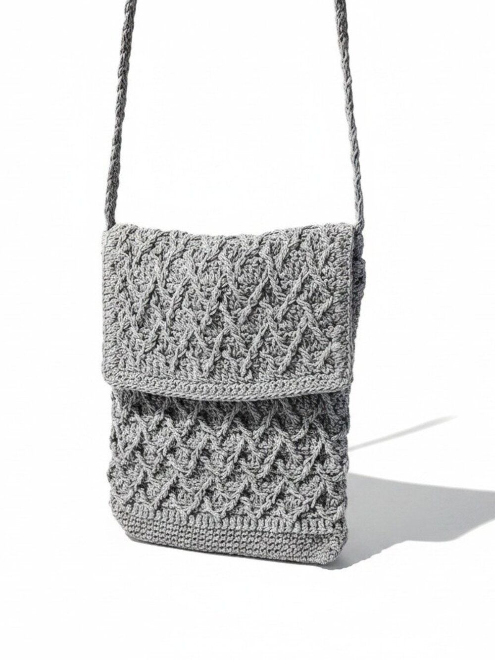 Gray Crocheted Shoulder Bag
